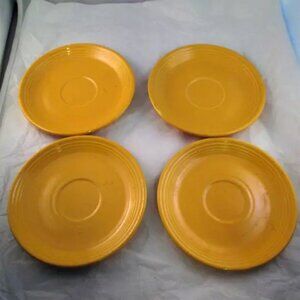Vintage Fiesta Ware Saucer Plate Set of 4 Yellow Old Fiestaware - Homer Laughlin